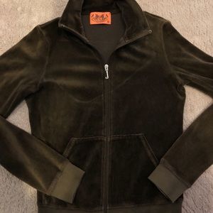 Juicy couture dark brown velour zip jacket SMALL